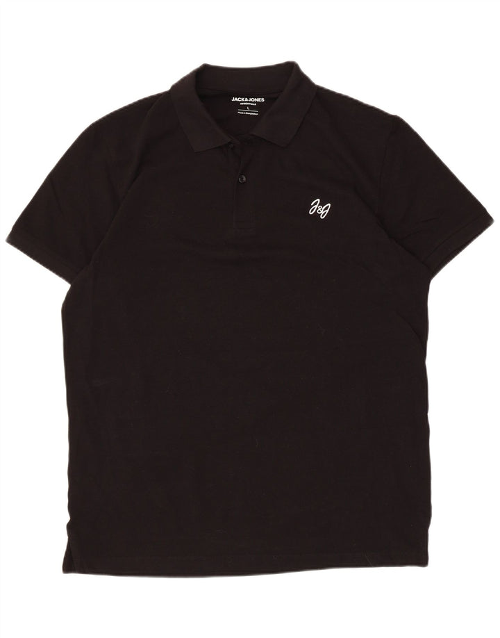 Jack & Jones Mens Polo Shirt Large Black Cotton