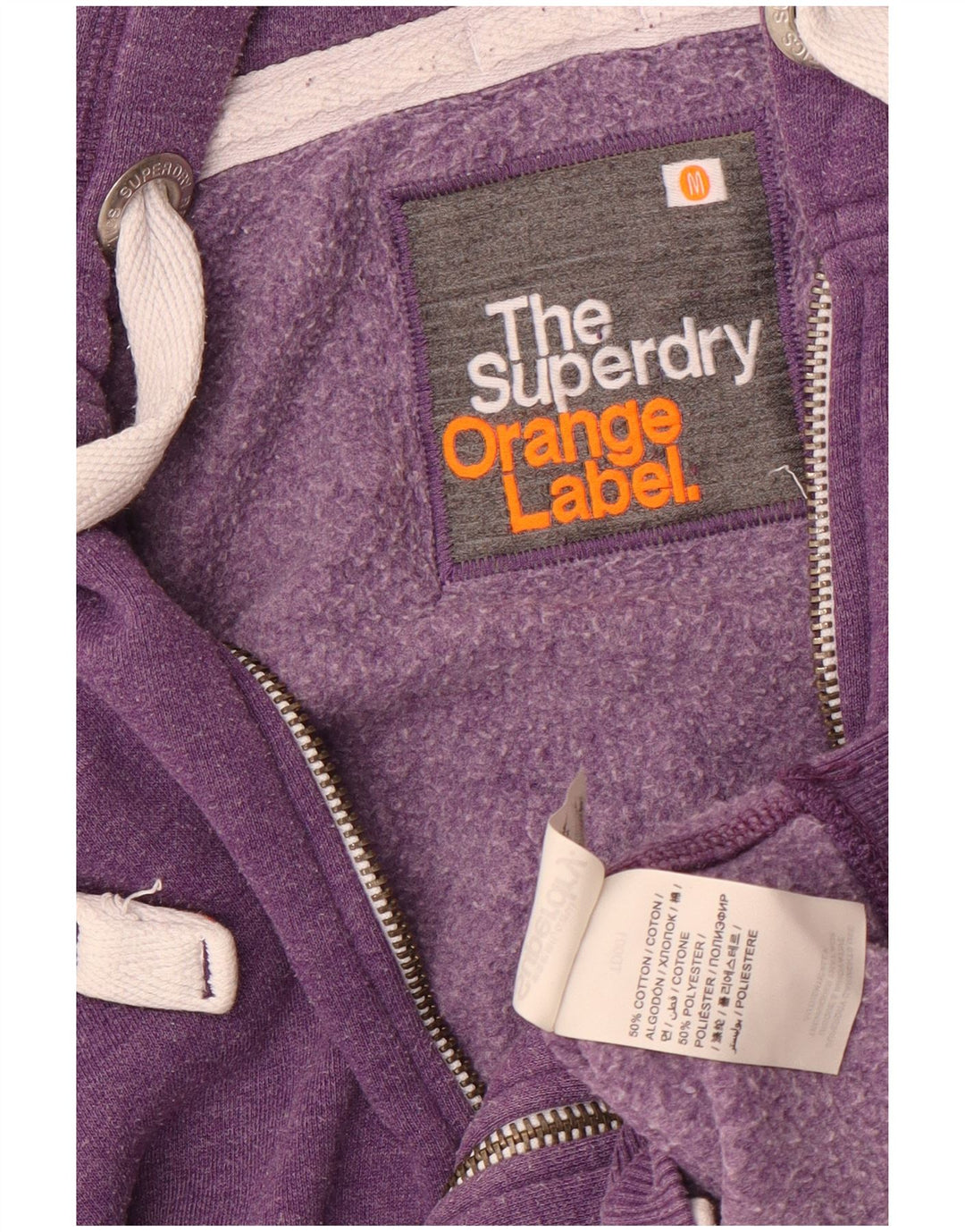 Superdry Mens Zip Hoodie Sweater Medium Purple Cotton