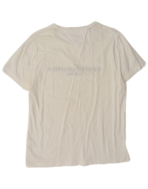 Tommy Hilfiger Womens Graphic T-Shirt Top UK 16 Large White Cotton