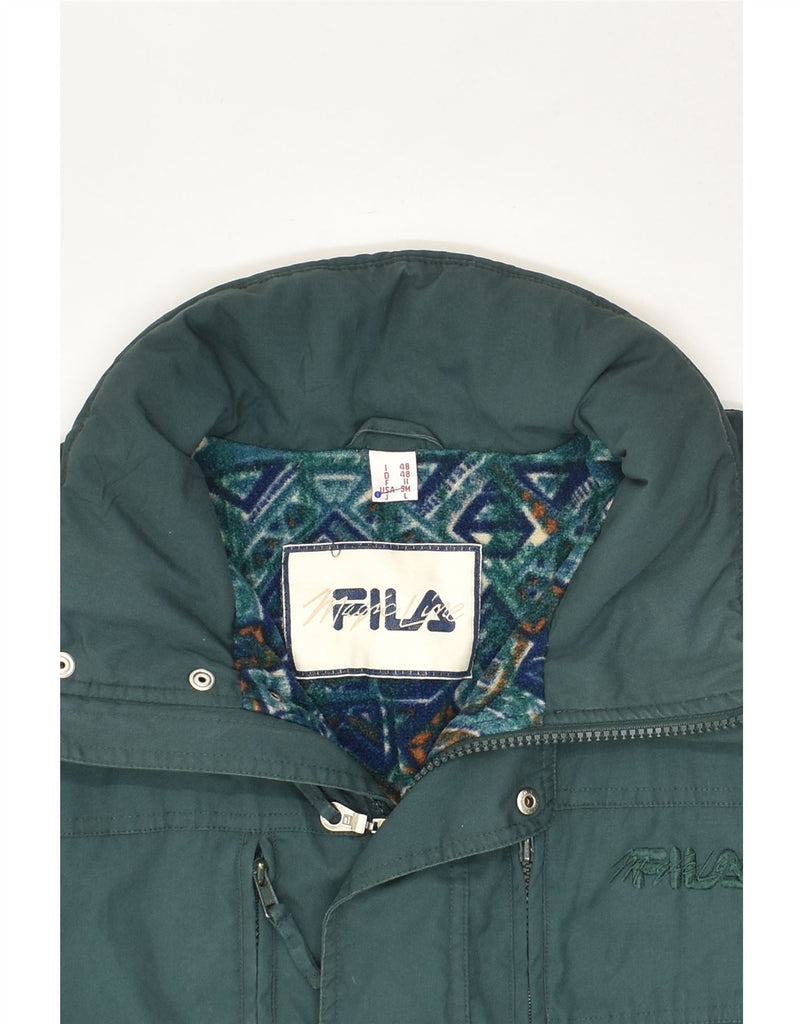 FILA Mens Hooded Windbreaker Jacket IT 48 Medium Green Polyester | Vintage Fila | Thrift | Second-Hand Fila | Used Clothing | Messina Hembry 