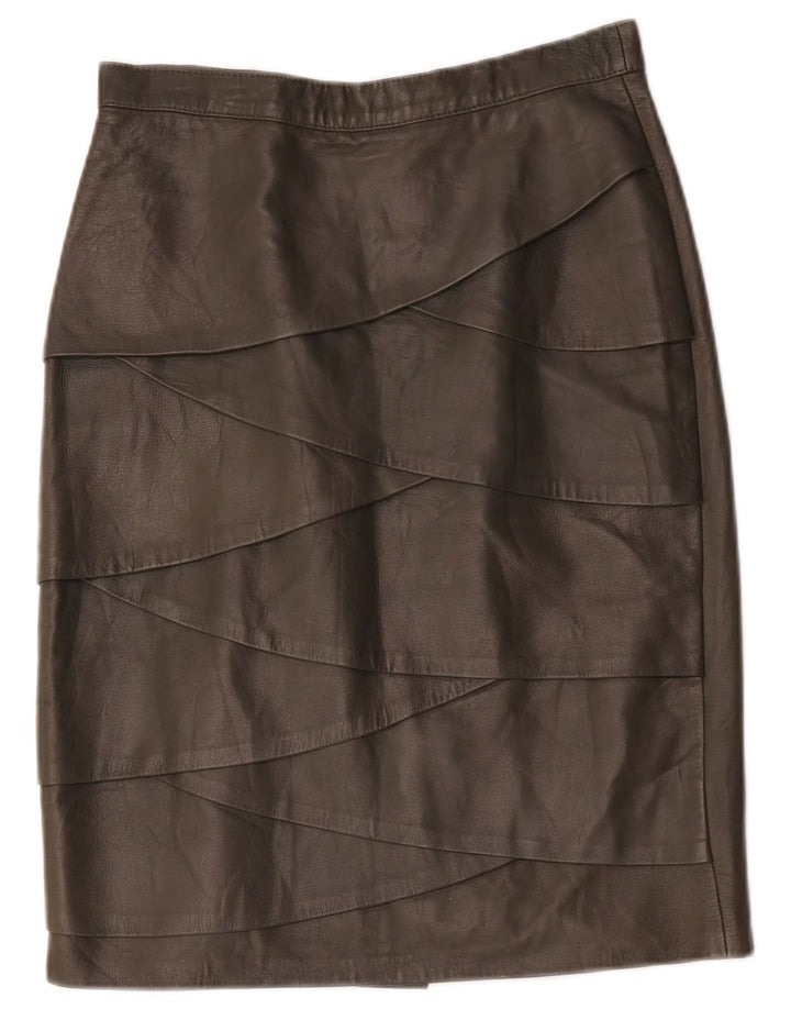 Vintage Womens Leather Skirt W30 Medium Brown