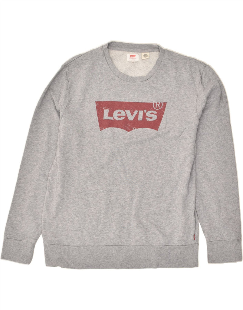 LEVI'S Mens Graphic Sweatshirt Jumper Medium Grey Cotton | Vintage Levi's | Thrift | Second-Hand Levi's | Used Clothing | Messina Hembry 