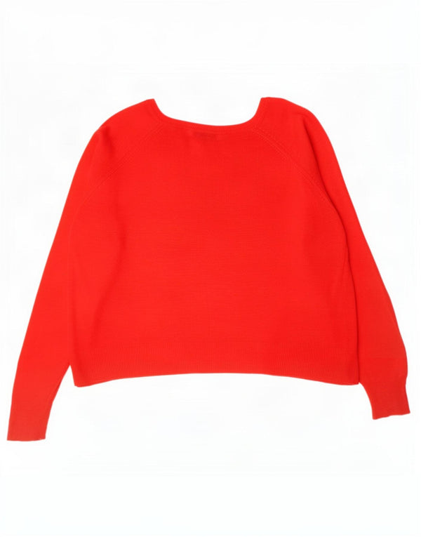 Zara Womens Crop Oversized Boat Neck Jumper Sweater UK 10 Small Red Viscose