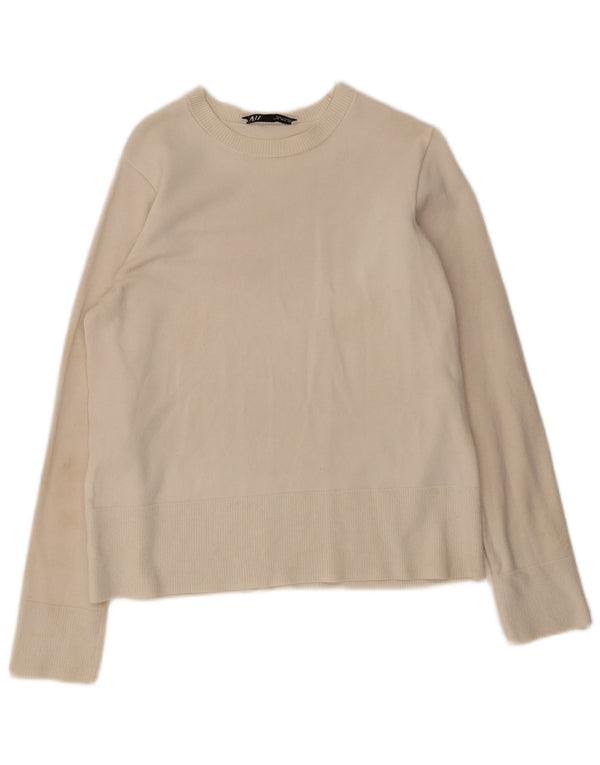 Zara Womens Boat Neck Jumper Sweater UK 10 Small White Viscose