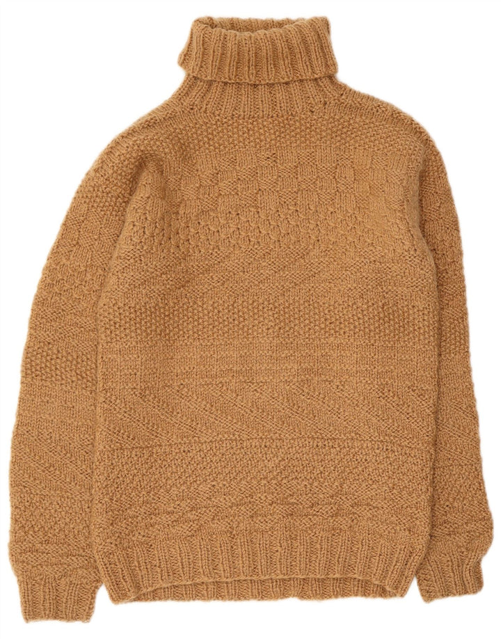 VINTAGE Womens Roll Neck Jumper Sweater UK 10 Small Brown