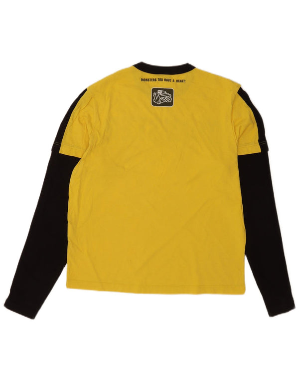 Lee Mens Graphic Top Long Sleeve Medium Yellow Colourblock Cotton