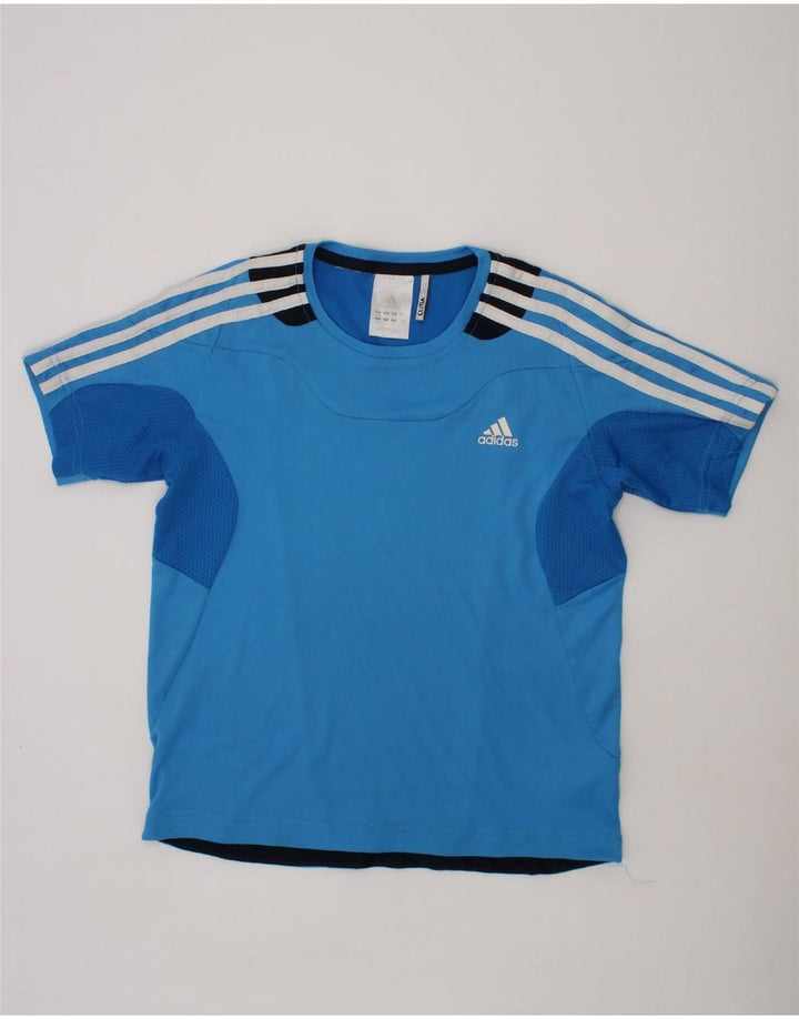 ADIDAS Boys Climacool T-Shirt Top 9-10 Years Blue Colourblock Polyester Vintage Adidas and Second-Hand Adidas from Messina Hembry 