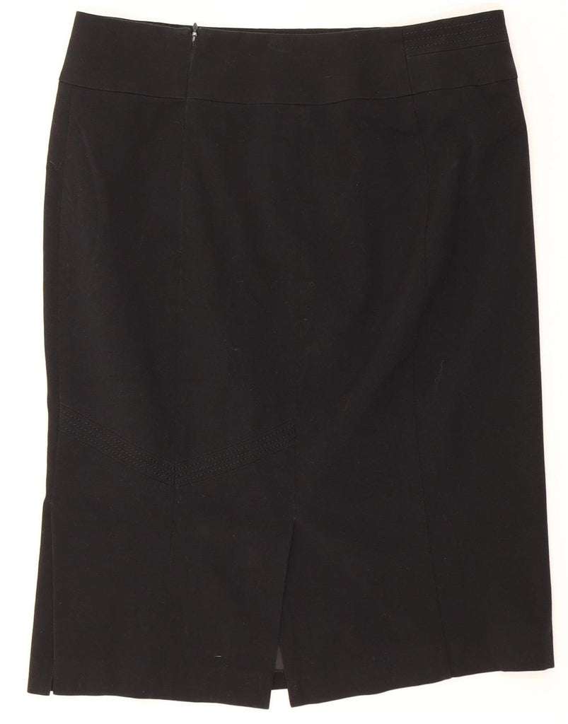 MARKS & SPENCER Womens Pencil Skirt UK 12 Medium W32 Black Polyester Vintage Marks & Spencer and Second-Hand Marks & Spencer from Messina Hembry 