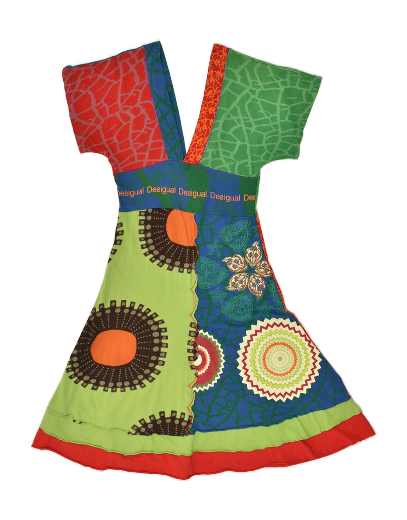 DESIGUAL Womens Graphic A-Line Dress UK 8 Small Multicoloured Patchwork | Vintage Desigual | Thrift | Second-Hand Desigual | Used Clothing | Messina Hembry 