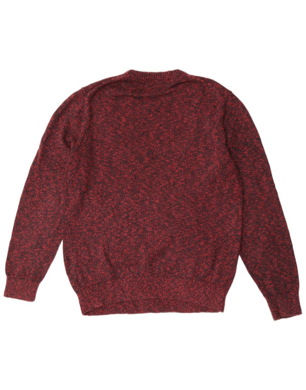 L.L.Bean Mens Crew Neck Jumper Sweater Medium Burgundy Flecked Cotton
