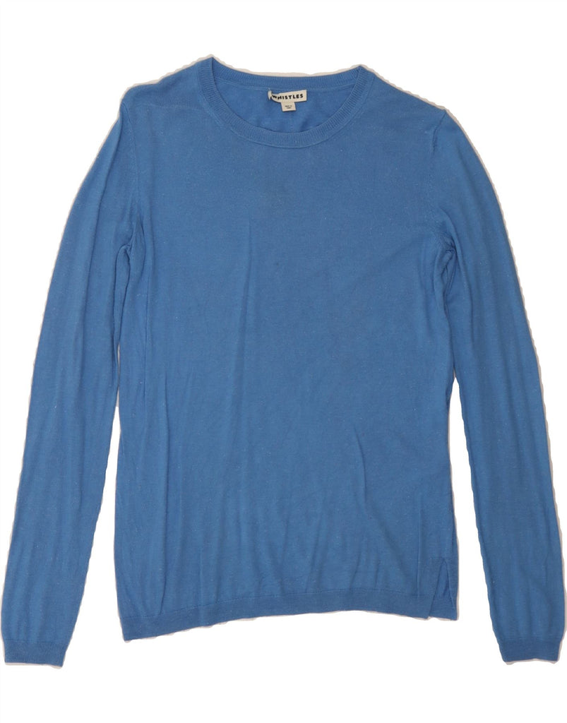 WHISTLES Womens Boat Neck Jumper Sweater UK 12 Medium Blue Viscose Vintage Whistles and Second-Hand Whistles from Messina Hembry 