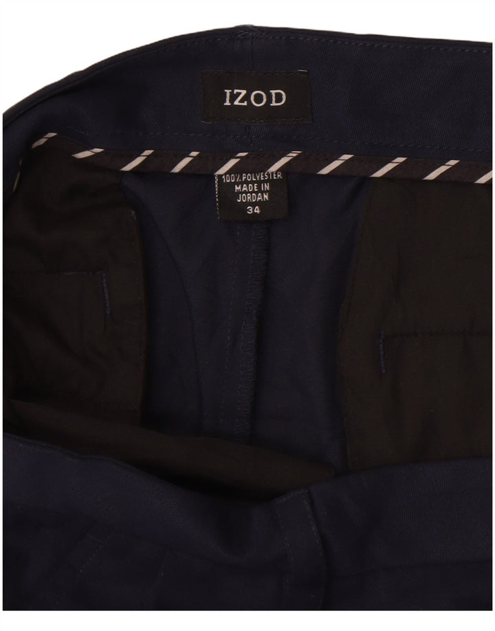 Izod Mens Chino Shorts W34 Large Navy Blue Polyester