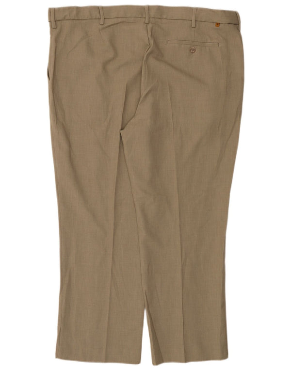 Farah Mens Straight Casual Trousers W42 L27 Beige Polyester