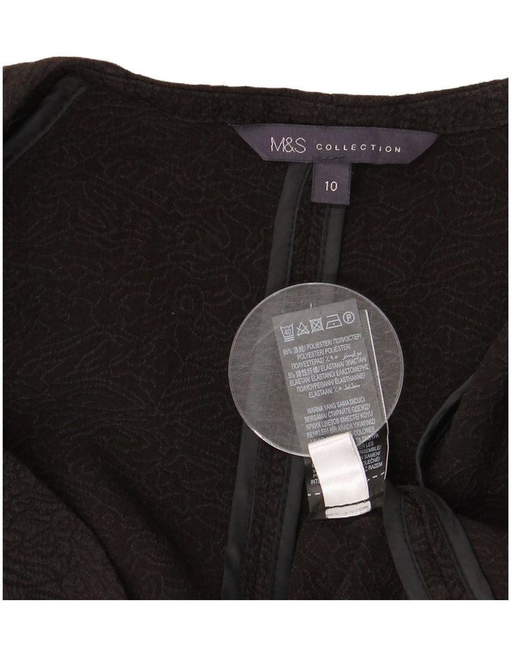 MARKS & SPENCER Womens 3/4 Sleeve Open Blazer Jacket UK 10 Small  Black