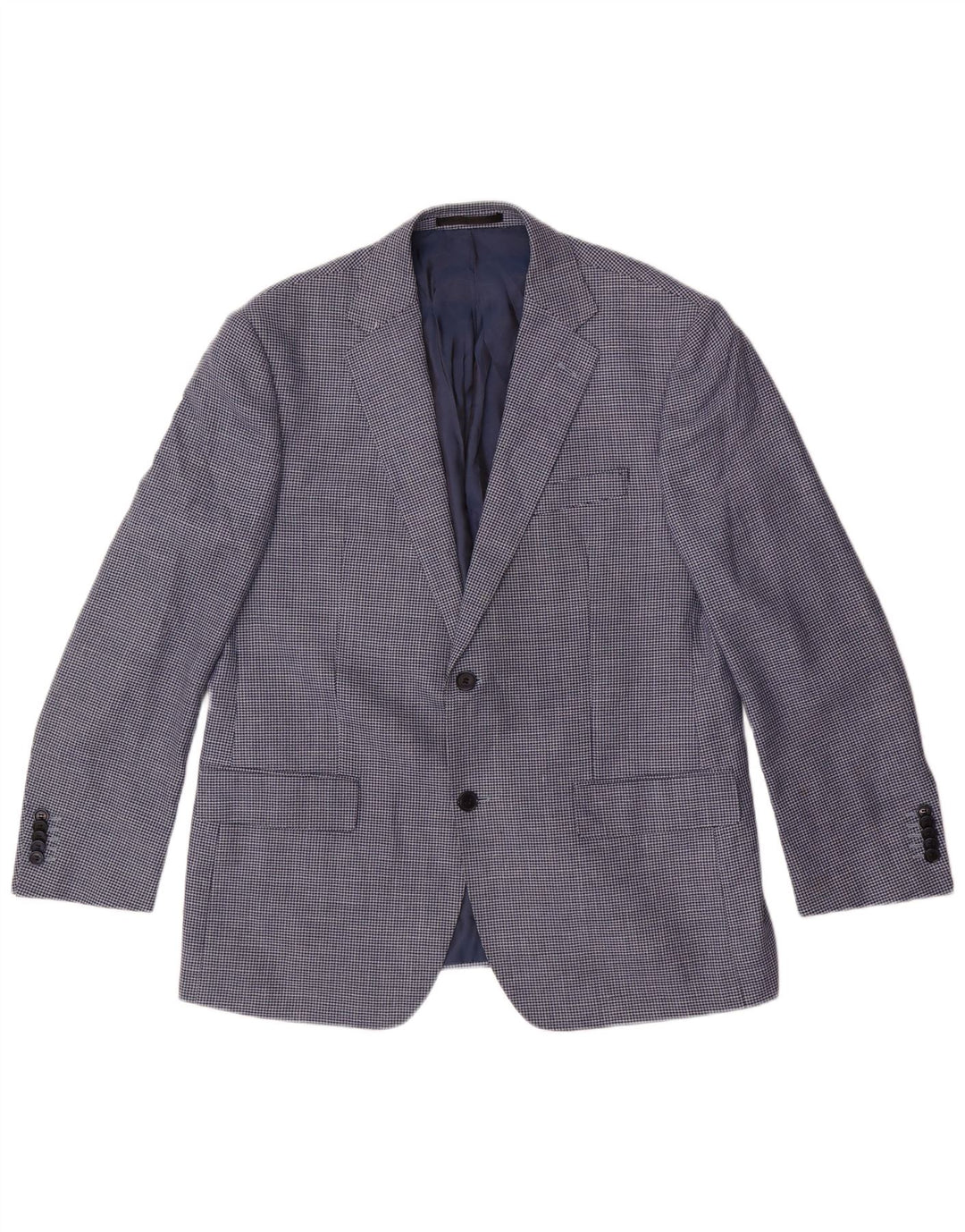 Marks & Spencer Mens Short Blazer Jacket UK 42 Large Blue Houndstooth