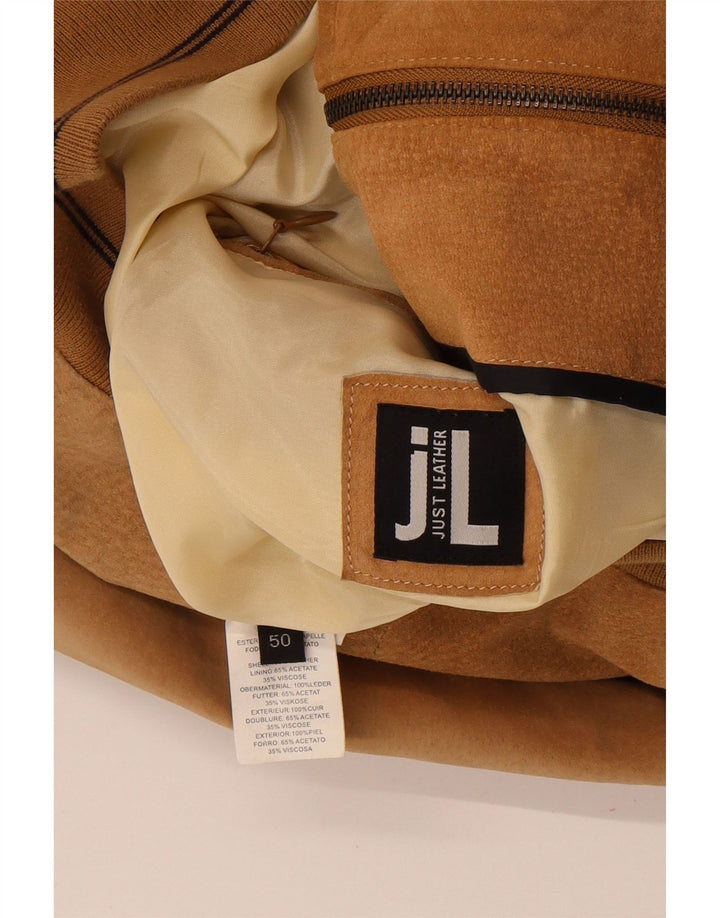 Vintage Mens Suede Bomber Jacket IT 50 Large Brown Leather