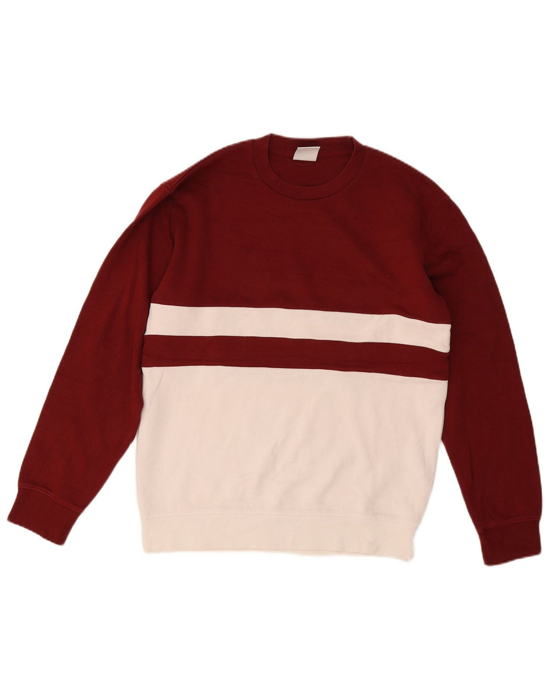 Zara Mens Sweatshirt Jumper Medium Burgundy Colourblock Cotton
