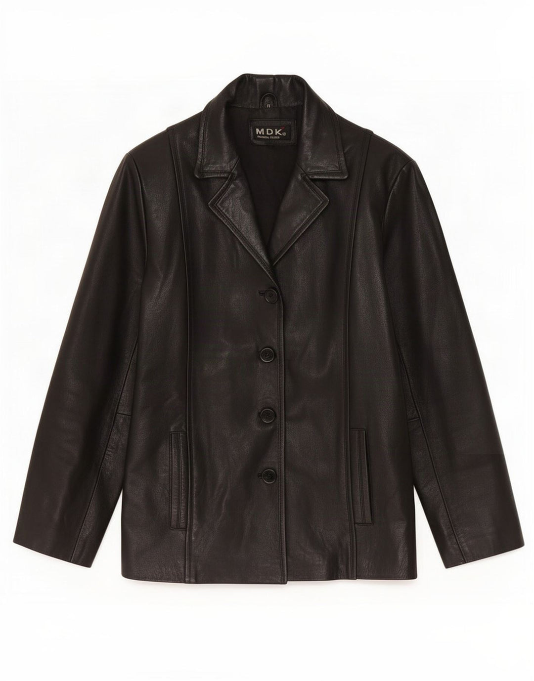 MDK Womens Leather Jacket UK 12 Medium Black