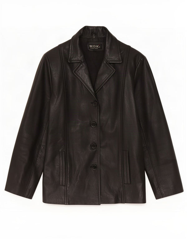 MDK Womens Leather Jacket UK 12 Medium Black