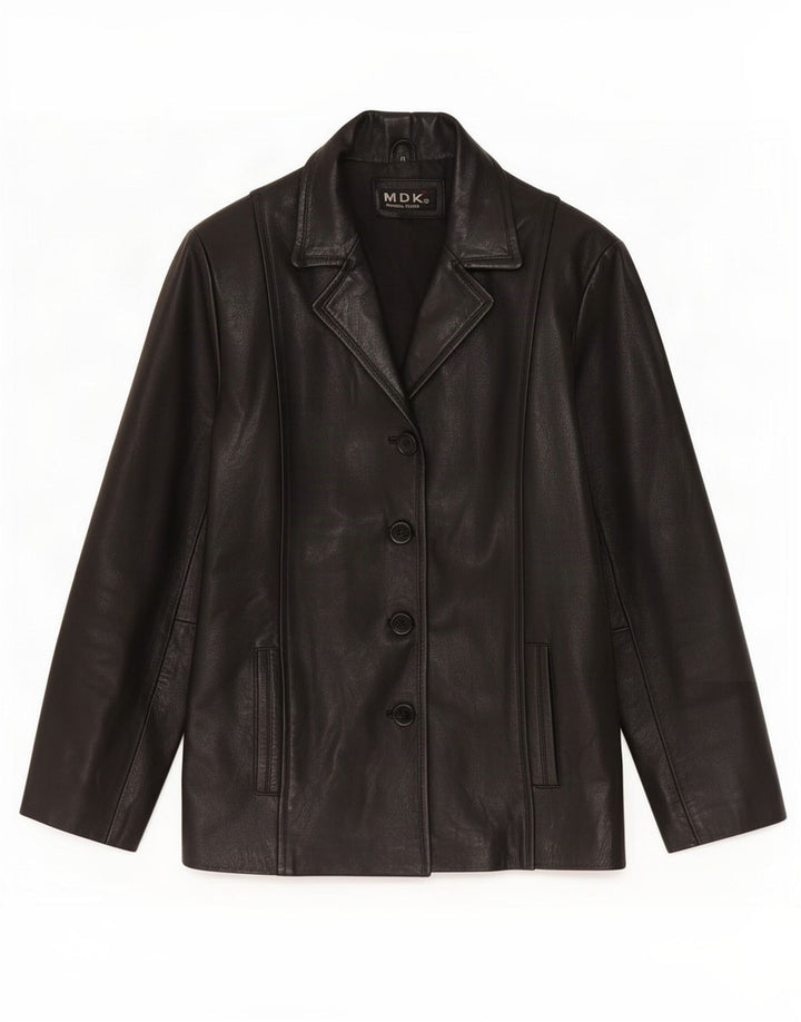 MDK Womens Leather Jacket UK 12 Medium Black