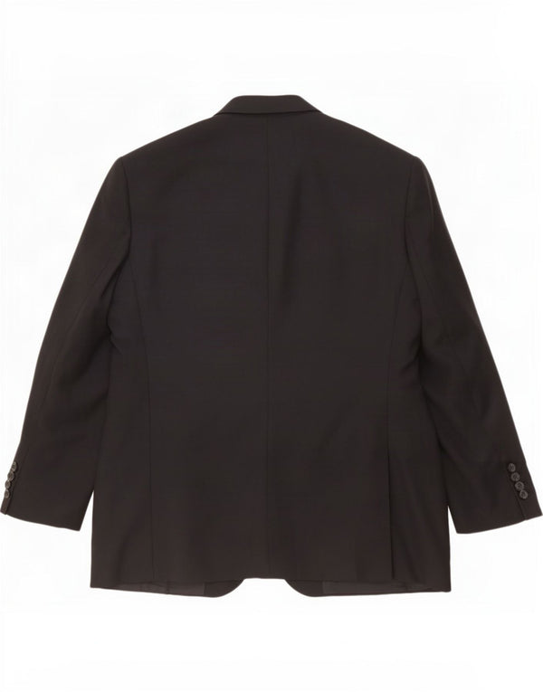 Marks & Spencer Mens 3 Button Blazer Jacket UK 48 2XL Black Polyester