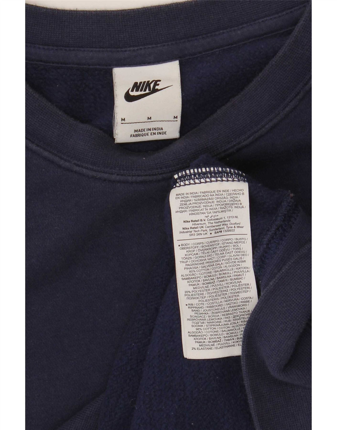 Nike Mens Graphic Sweatshirt Jumper Medium Navy Blue Cotton