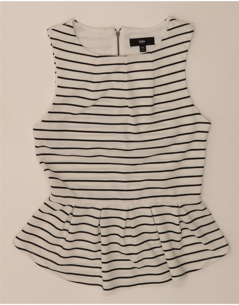 MOSSIMO Womens Sleeveless Blouse Top UK 14 Medium White Striped Polyester Vintage Mossimo and Second-Hand Mossimo from Messina Hembry 