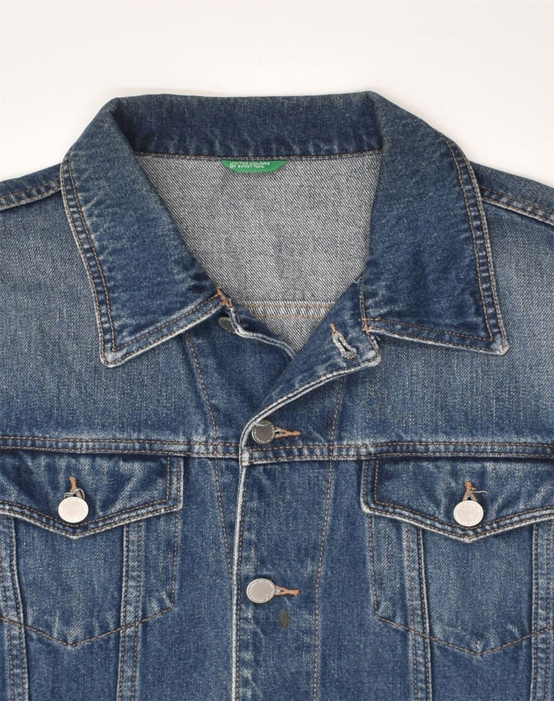 BENETTON Mens Denim Jacket UK 38 Medium Navy Blue Cotton | Vintage Benetton | Thrift | Second-Hand Benetton | Used Clothing | Messina Hembry 