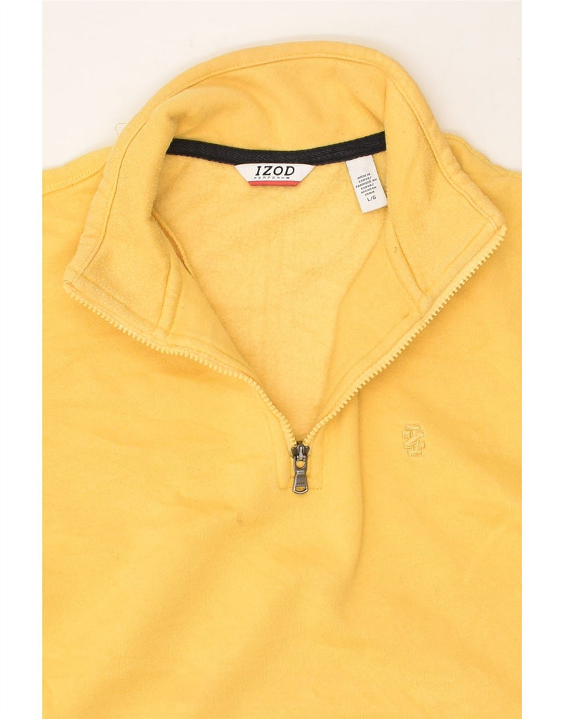 IZOD Mens Zip Neck Sweatshirt Jumper Large Yellow Cotton | Vintage Izod | Thrift | Second-Hand Izod | Used Clothing | Messina Hembry 