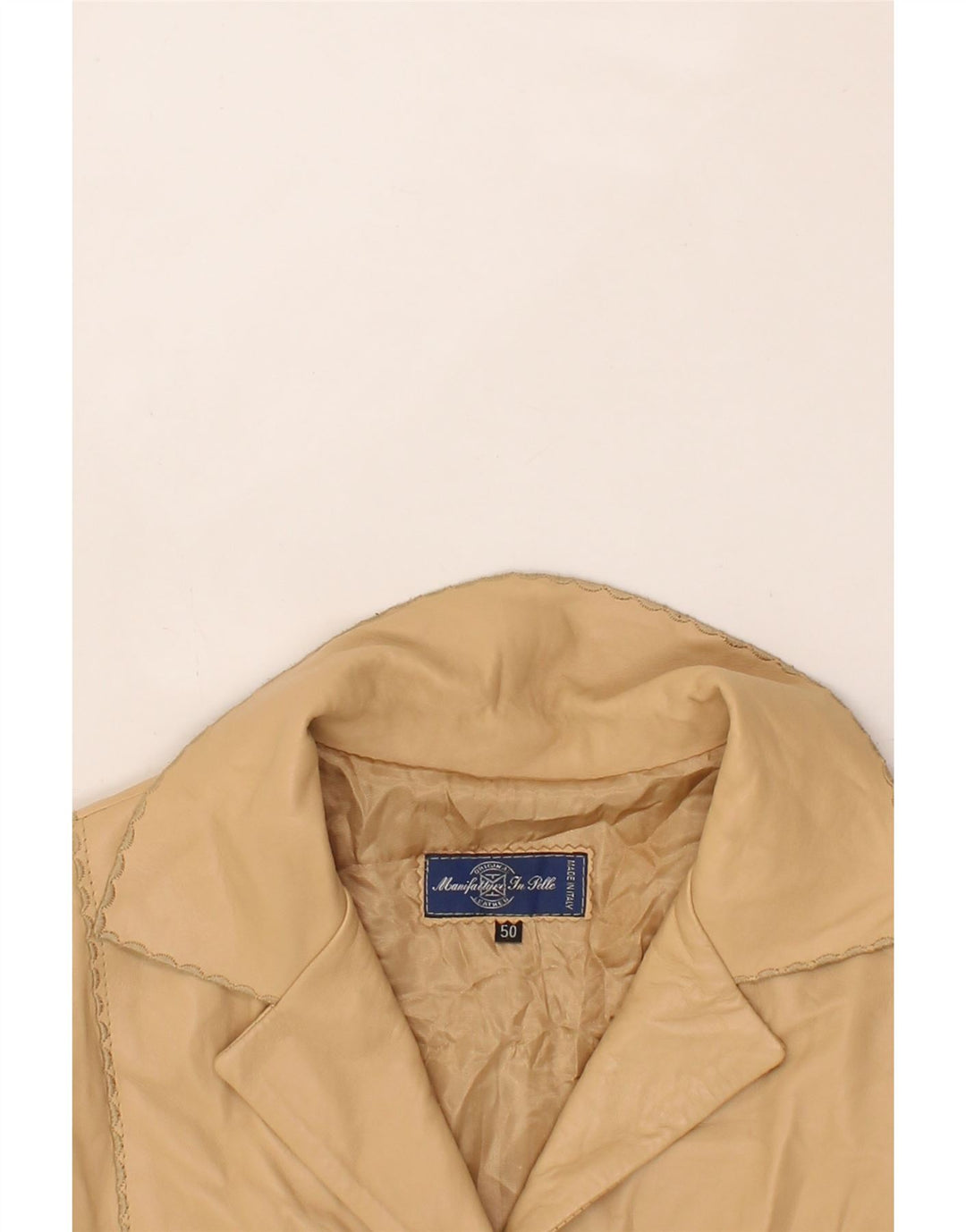 VINTAGE Womens Leather Coat IT 50 XL Beige Leather Vintage Vintage and Second-Hand Vintage from Messina Hembry 