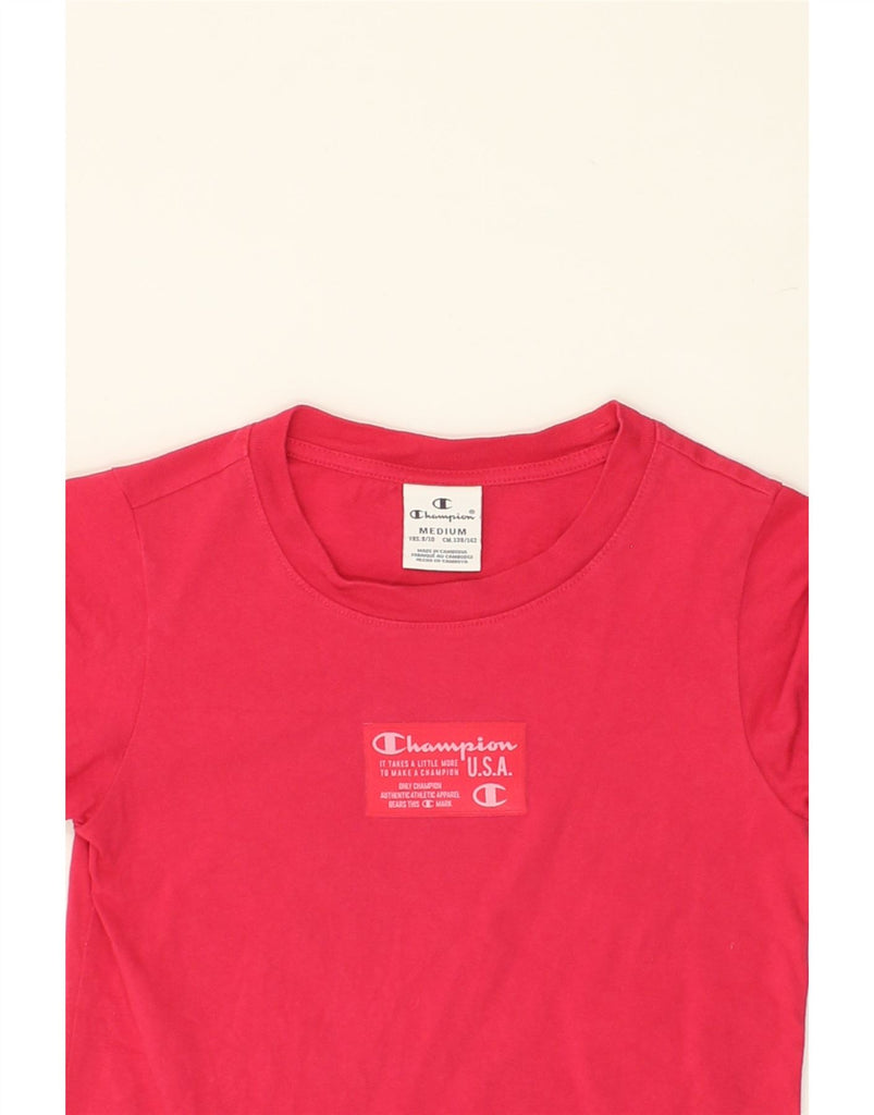 CHAMPION Girls T-Shirt Top 9-10 Years Medium Pink Cotton | Vintage Champion | Thrift | Second-Hand Champion | Used Clothing | Messina Hembry 