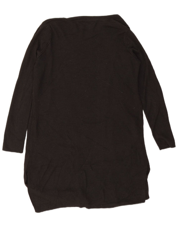 Marks & Spencer Womens Longline Open Cardigan Sweater UK 16 Large Black