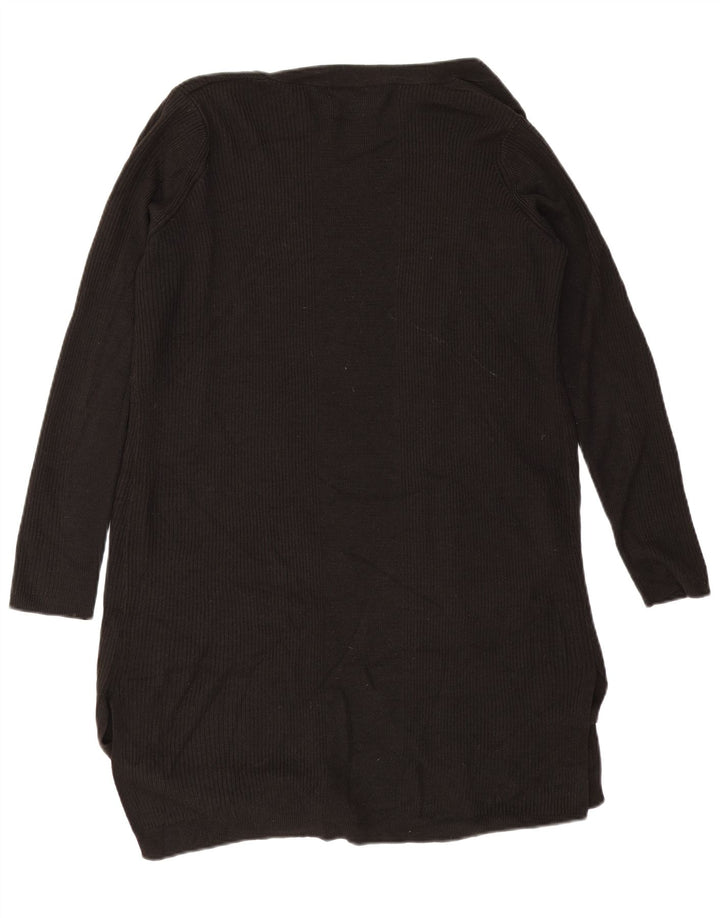 Marks & Spencer Womens Longline Open Cardigan Sweater UK 16 Large Black