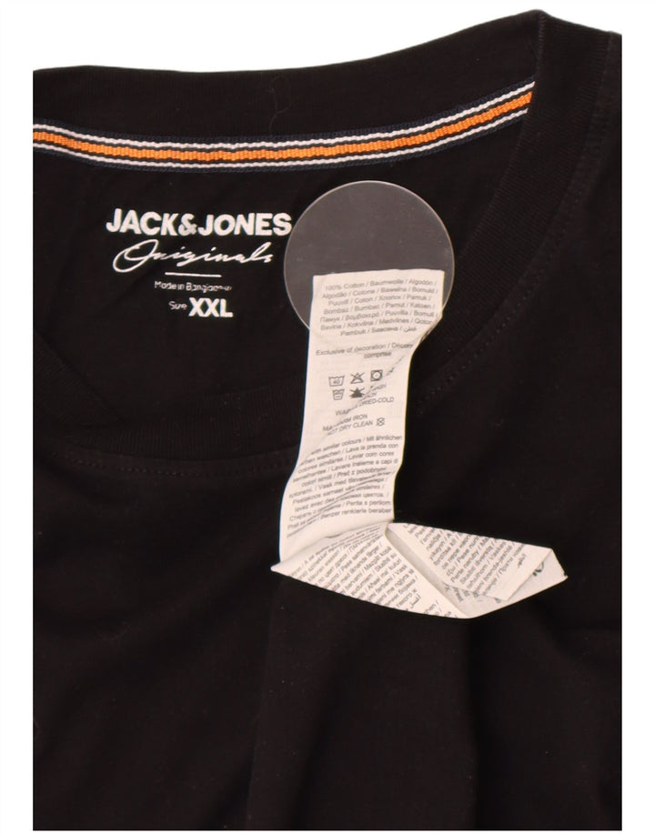 Jack & Jones Mens T-Shirt Top 2XL Black Cotton