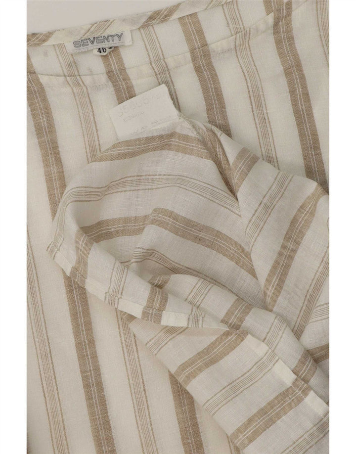 Seventy Womens Blouse Top IT 46 Large White Striped Linen