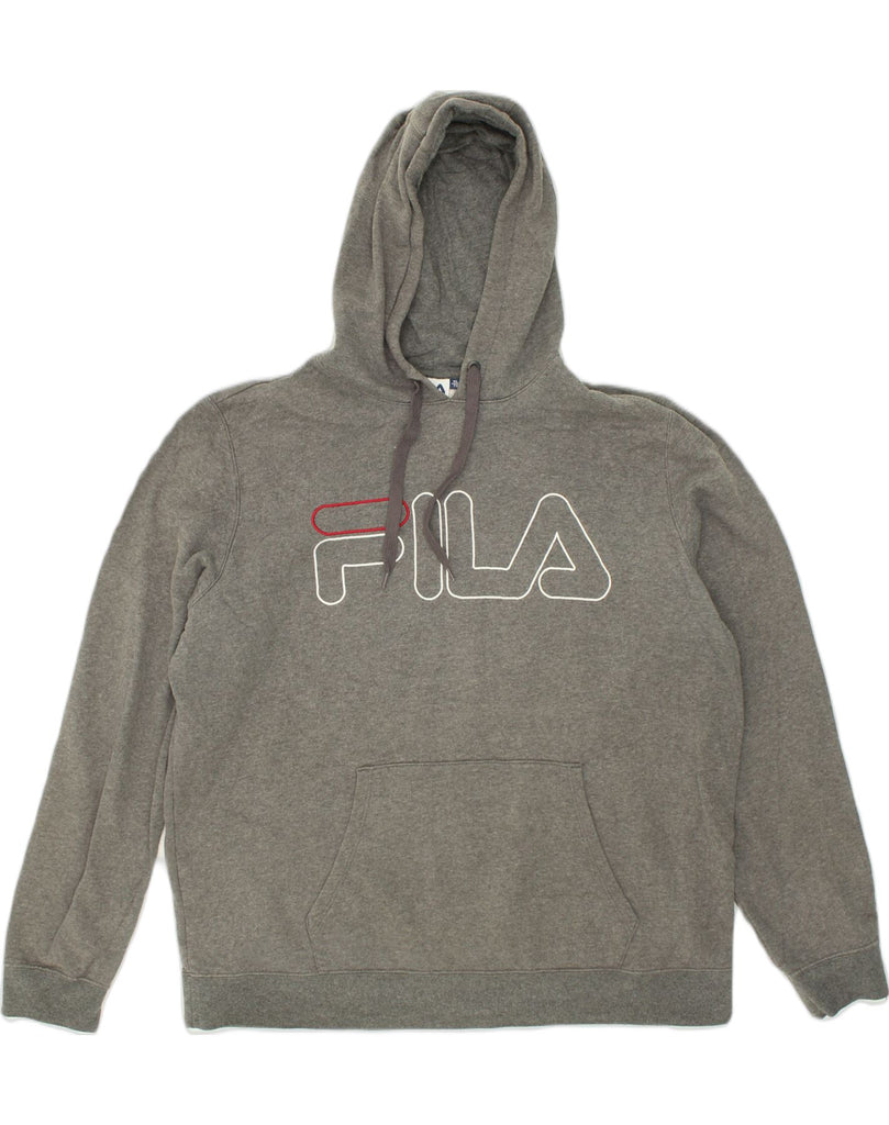 FILA Mens Graphic Hoodie Jumper XL Grey Cotton | Vintage Fila | Thrift | Second-Hand Fila | Used Clothing | Messina Hembry 