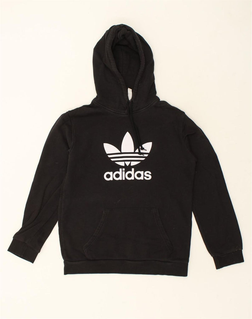 ADIDAS Mens Graphic Hoodie Jumper Small Black Cotton | Vintage Adidas | Thrift | Second-Hand Adidas | Used Clothing | Messina Hembry 