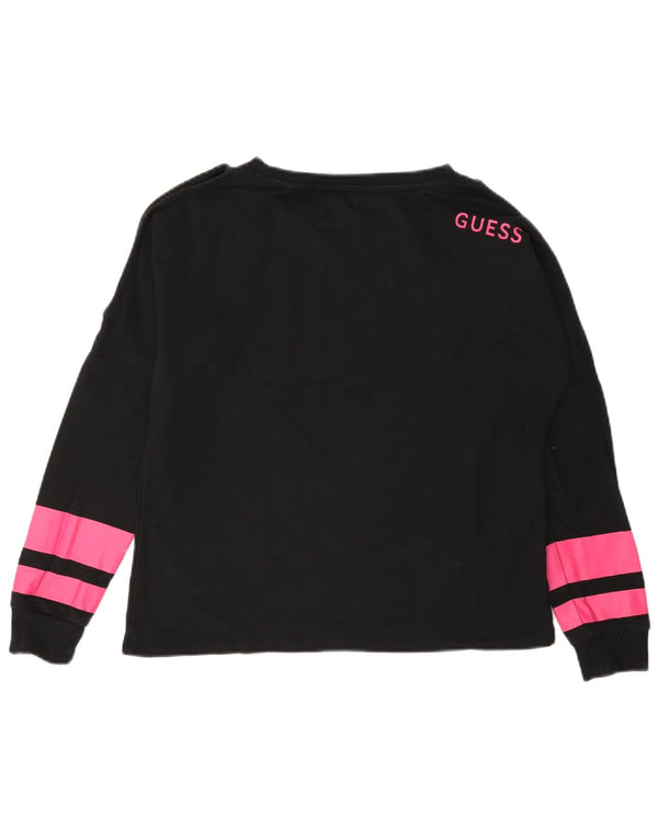 Guess Womens Graphic Oversized Sweatshirt Jumper UK 4 XS Black Colourblock