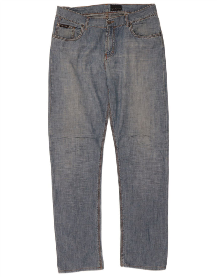 Calvin Klein Mens Straight Jeans W33 L33 Blue Cotton