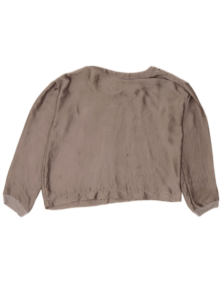 Zara Womens Crop Long Sleeve Blouse Top UK 14 Medium Grey