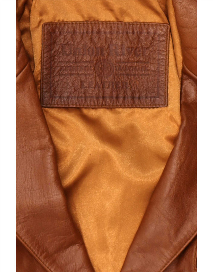 Union River Mens 3 Button Leather Blazer Jacket EU 48/50 Medium Brown