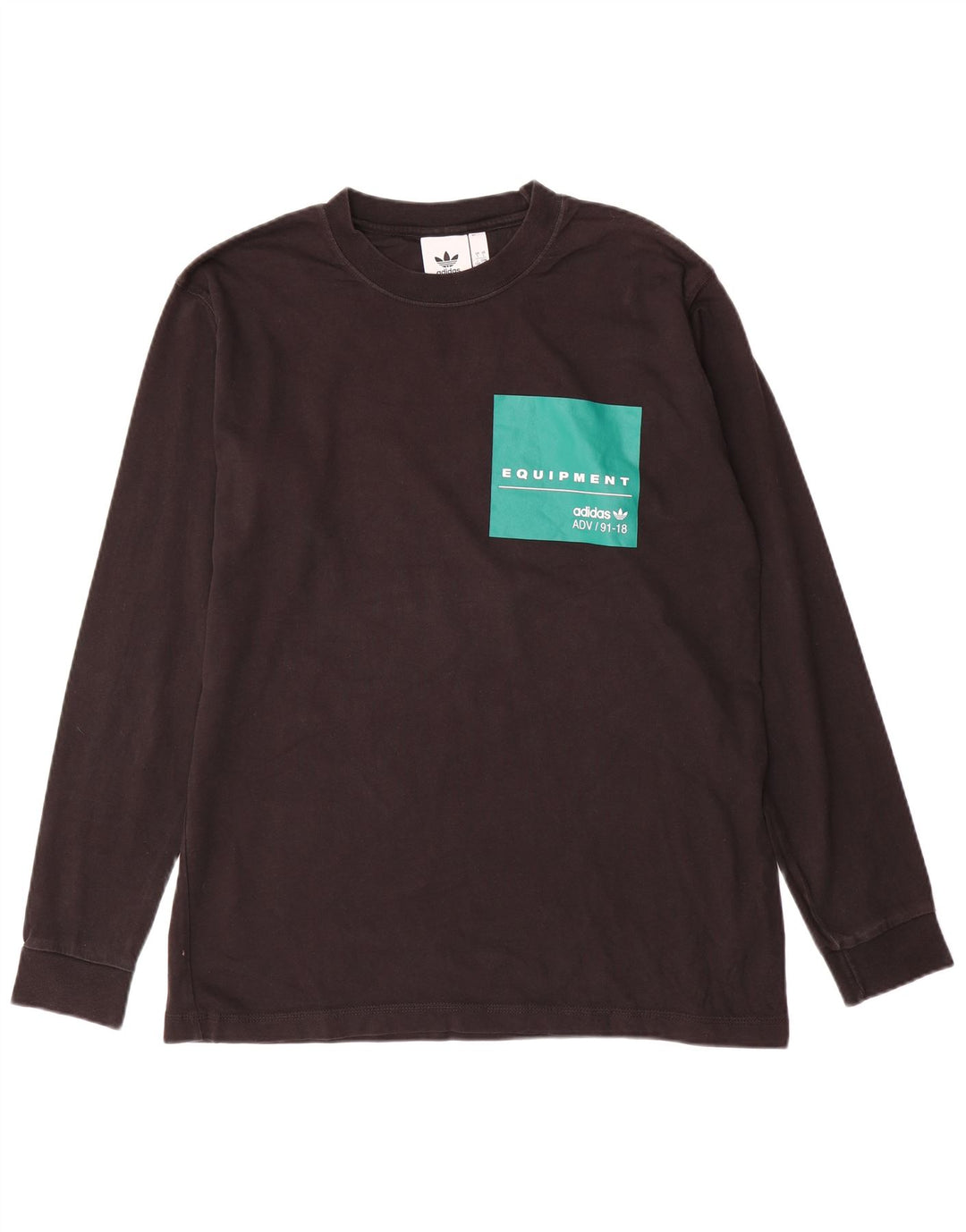 ADIDAS Mens Graphic Top Long Sleeve Large Black Colourblock Cotton