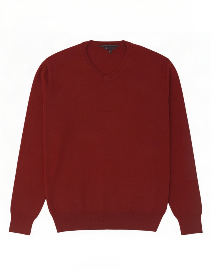 Gap Mens V-Neck Jumper Sweater Large Maroon Cotton