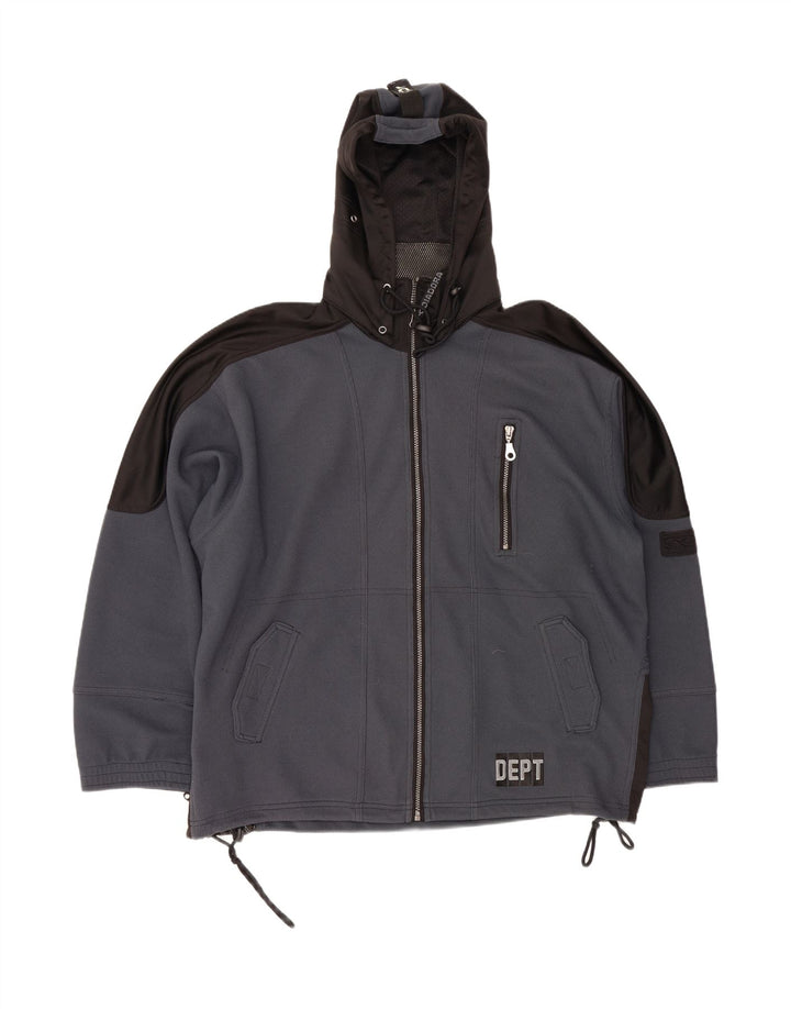 DIADORA Mens Hooded Bomber Jacket UK 42 XL Blue Colourblock Polyester Vintage Diadora and Second-Hand Diadora from Messina Hembry 