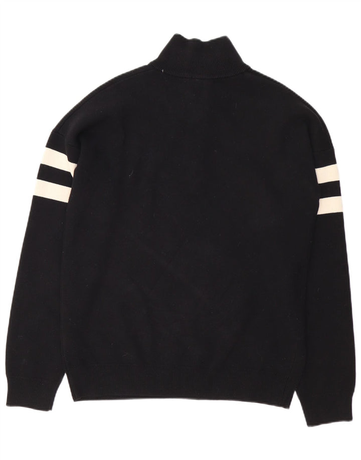 French Connection Mens Zip Neck Jumper Sweater Small Black Colourblock