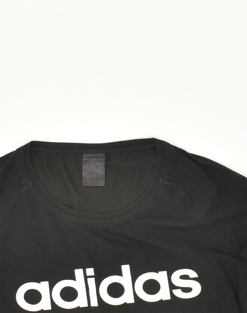 ADIDAS Womens Graphic T-Shirt Top UK 12/14 Medium Black Cotton | Vintage Adidas | Thrift | Second-Hand Adidas | Used Clothing | Messina Hembry 