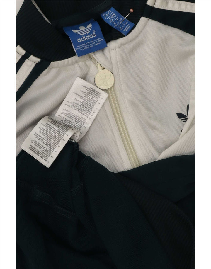 Adidas Boys Tracksuit Top Jacket 9-10 Years White Colourblock Polyester