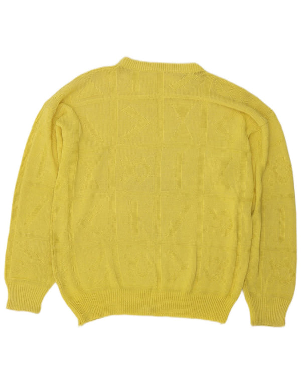 Vintage Mens Crew Neck Jumper Sweater Medium Yellow