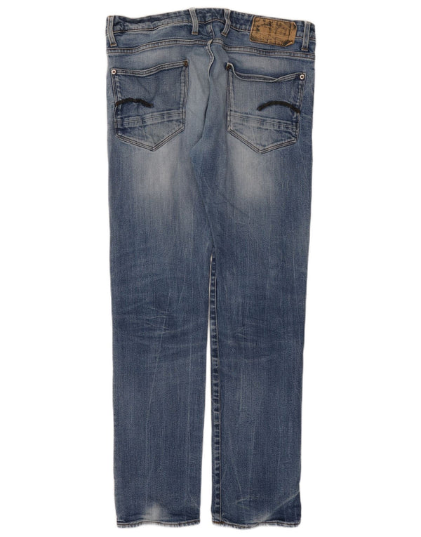 G-Star Mens Straight Jeans W34 L34 Blue Cotton