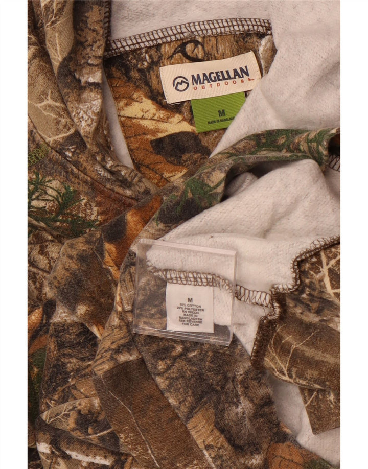 MAGELLAN Boys Hoodie Jumper 11-12 Years Medium Brown Camouflage
